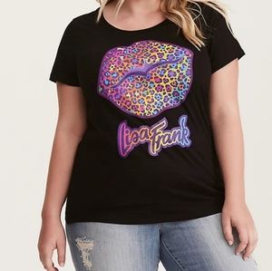 Torrid Lisa Frank Rainbow Cheetah Lip Black Tee ~ 2X